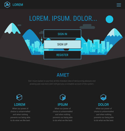 Trendy responsive landing page or one page website template, for startups and appsのイラスト素材