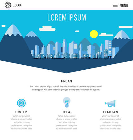 Trendy responsive landing page or one page website template, , for startups and apps.のイラスト素材