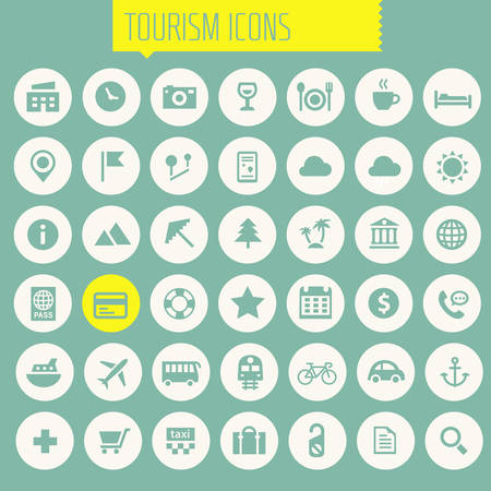 Trendy big tourism and travel icons collectionのイラスト素材