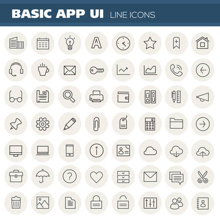 Trendy flat design big basic app UI, UX and Office icons setのイラスト素材