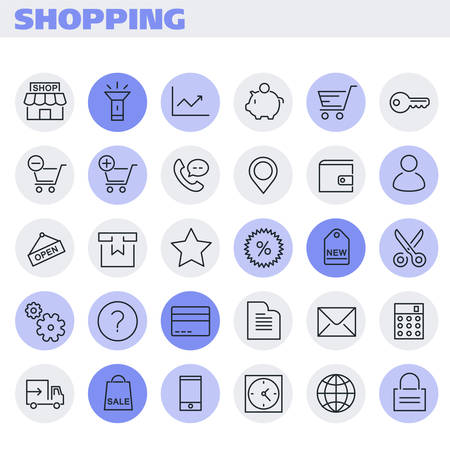 Inline Shopping Icons Collectionのイラスト素材