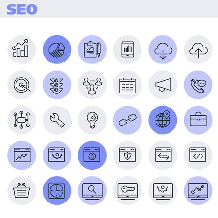 SEO thin linear iconsのイラスト素材