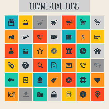Trendy flat design big commercial icons setのイラスト素材