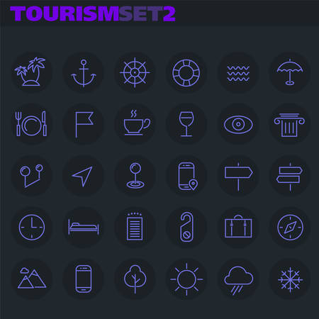 Trendy line icons - Tourism icons collection, set 2のイラスト素材