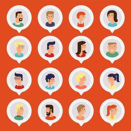 Vector set of material cartoon avatars. Characters for webのイラスト素材