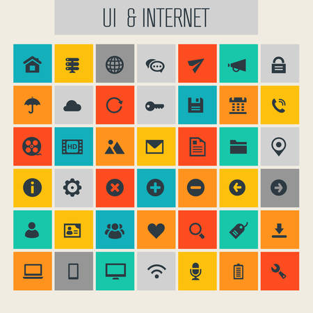 Trendy flat design big UI and Internet icons setのイラスト素材