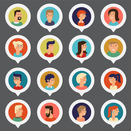 Vector set of material cartoon avatars. Characters for webのイラスト素材