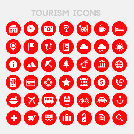 Vector big set of trendy icons of travel and tourism metaphorsのイラスト素材