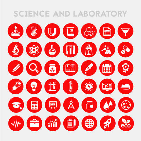 Trendy flat design Science and Laboratory icons collectionのイラスト素材