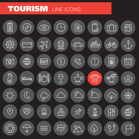 Trendy big tourism and travel icons collectionのイラスト素材