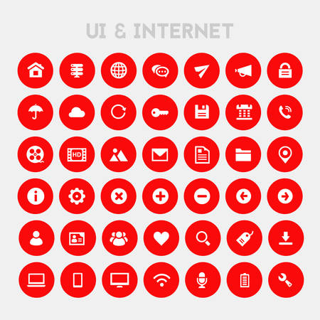 Trendy flat design big UI and Internet icons setのイラスト素材