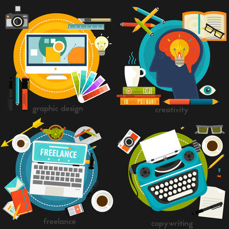 Programming and coding, scripting and website development, analytics and SEO concepts. Horizontal bannersのイラスト素材