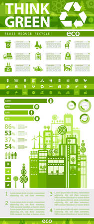 Flat style design futuristic New Life eco city infographicのイラスト素材