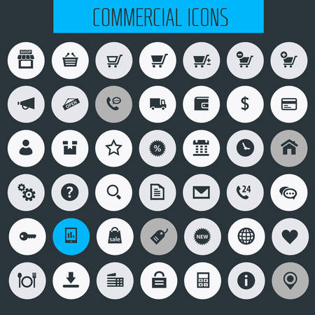 Trendy flat design big commercial icons setのイラスト素材