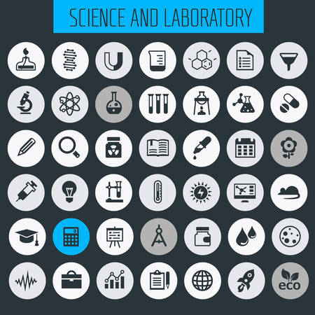 Trendy flat design Science and Laboratory icons collectionのイラスト素材