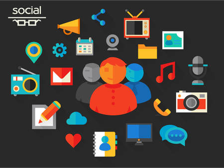 Flat design vector concept for social networkingのイラスト素材