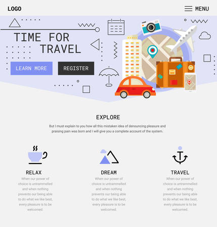 Trendy responsive landing page or one page website template, with new retro 80s - 90s style design, for startups and apps.のイラスト素材