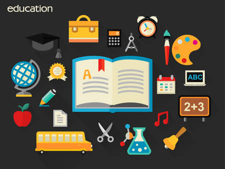 Flat design detailed concept for school objectsのイラスト素材