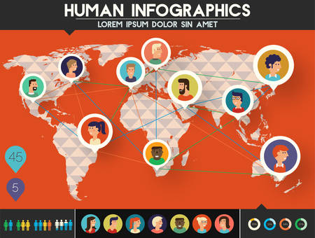 Social Networks Users infographics, trendy vector illustrationのイラスト素材
