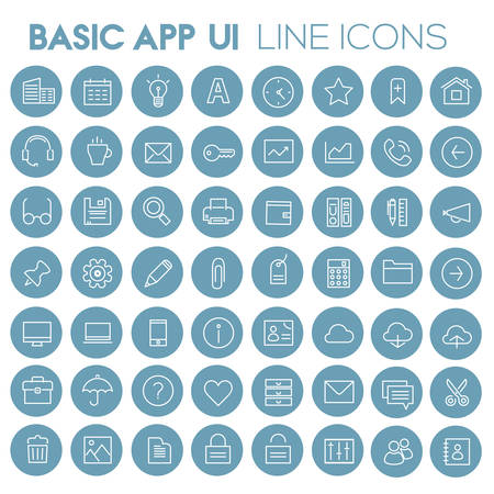 Big Basic App UI, UX and Office linear icon setのイラスト素材