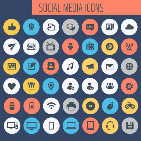 Big Social Media icon set, trendy line icons collectionのイラスト素材
