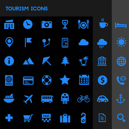 Vector big set of trendy icons of travel and tourism metaphorsのイラスト素材