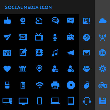 Big Social Media icon set, trendy flat icons collectionのイラスト素材