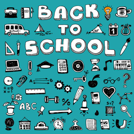 Back to School Concept Banner, Doodle styleの写真素材