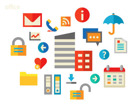 Office concept banner, trendy flat design illustrationのイラスト素材