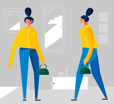 Character design flat trendy illustration, persons in various posesの写真素材
