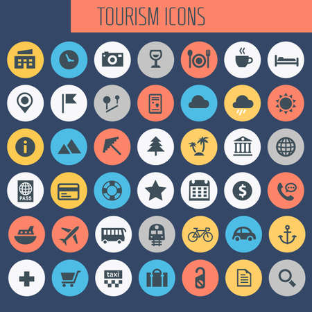 Big tourism icon set, trendy line icons collectionの写真素材