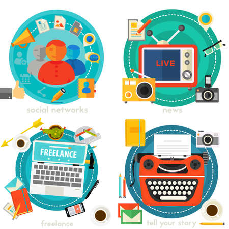 Tell Your Story, News, Freelance and Social Networking Conceptの写真素材