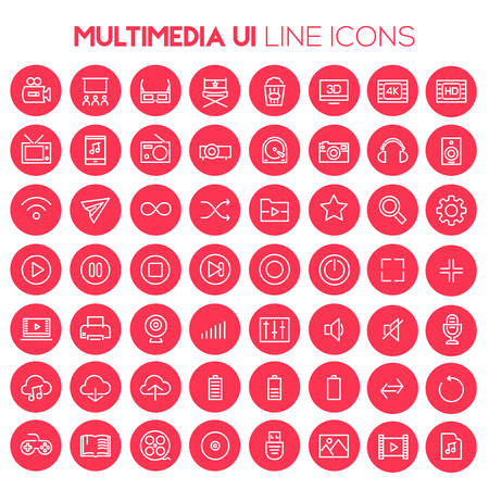 Big Multimedia icon set, trendy line icons collectionのイラスト素材