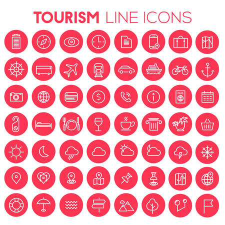 Trendy big tourism and travel icons collectionのイラスト素材