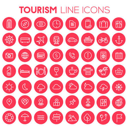 Big tourism icon set, trendy line icons collectionの写真素材