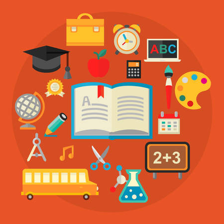 Flat design detailed concept for school objectsのイラスト素材
