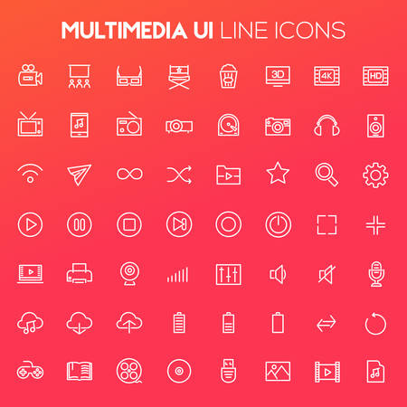 Big Multimedia icon set, trendy linear iconsのイラスト素材