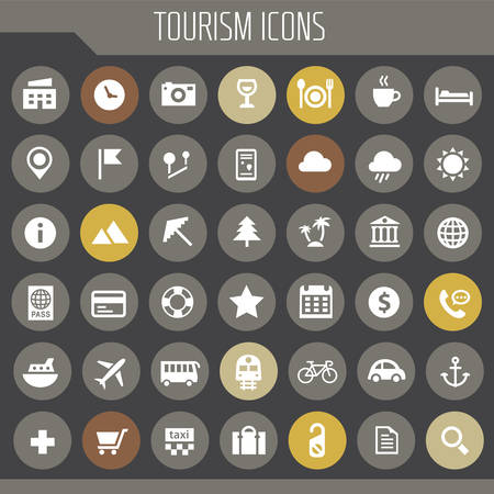 Big tourism icon set, trendy line icons collectionのイラスト素材