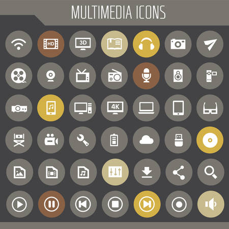 Big Multimedia icon set, trendy flat icons collectionのイラスト素材