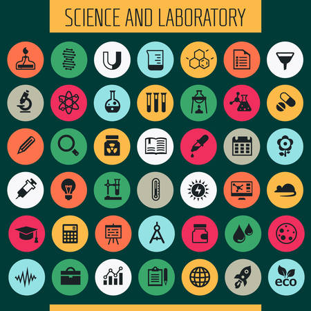 Science and Laboratory icon set, trendy flat iconsのイラスト素材