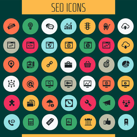 Trendy flat design big SEO icons setのイラスト素材