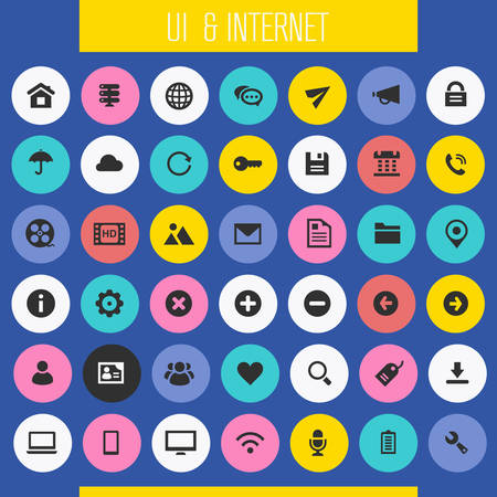 Trendy flat design big UI and Internet icons setのイラスト素材