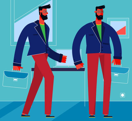 Character design flat trendy illustration, persons in various posesのイラスト素材