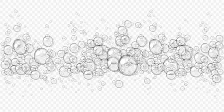Transparent water or soap foam, isolated on light transparent background, easy to edit, 10 EPSのイラスト素材
