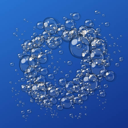 Transparent water or soap foam, isolated on blue background, easy to edit, 10 EPSのイラスト素材