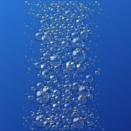 Transparent water or soap foam, isolated on blue background, easy to edit, 10 EPSのイラスト素材