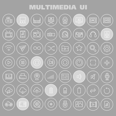 Big Multimedia icon set, trendy linear iconsのイラスト素材