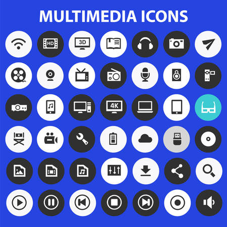 Big Multimedia icon set, trendy flat icons collectionのイラスト素材