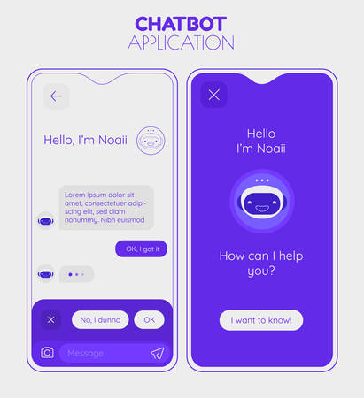 Chatbot mobile app concept. Trendy flat design vector illustrationのイラスト素材