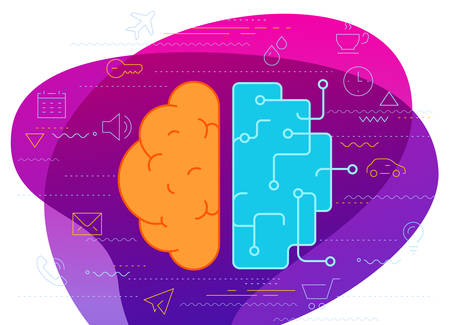 Artificial intelligence concept. Trendy linear vector illustrationのイラスト素材